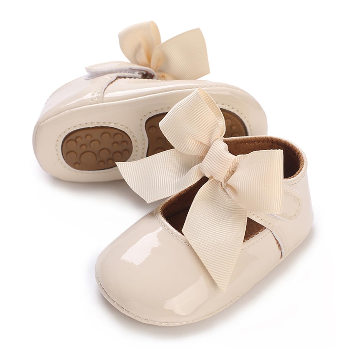 COSANKIM Baby Girls Mary Jane Flats Shoes Anti-Slip Rubber Sole Infant Toddler Princess Wedding Dress Shoes