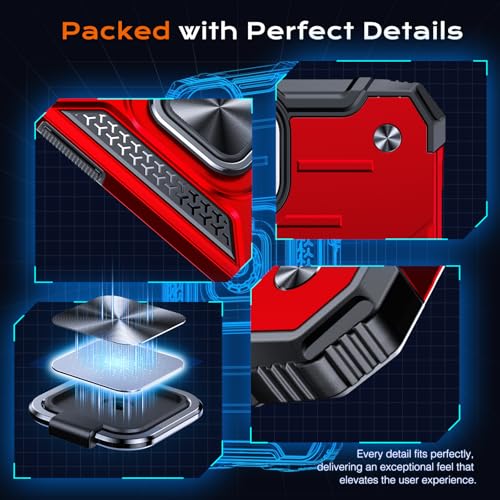 Image of Anqrp Heavy Duty Case for iPhone 13 Pro Case with Enhanced Ring Holder Grip Stand, Military Grade Shockproof Rugged Drop Protective Silicone Hard Slim iPhone 13 Pro Phone Case Cover,Corail Red