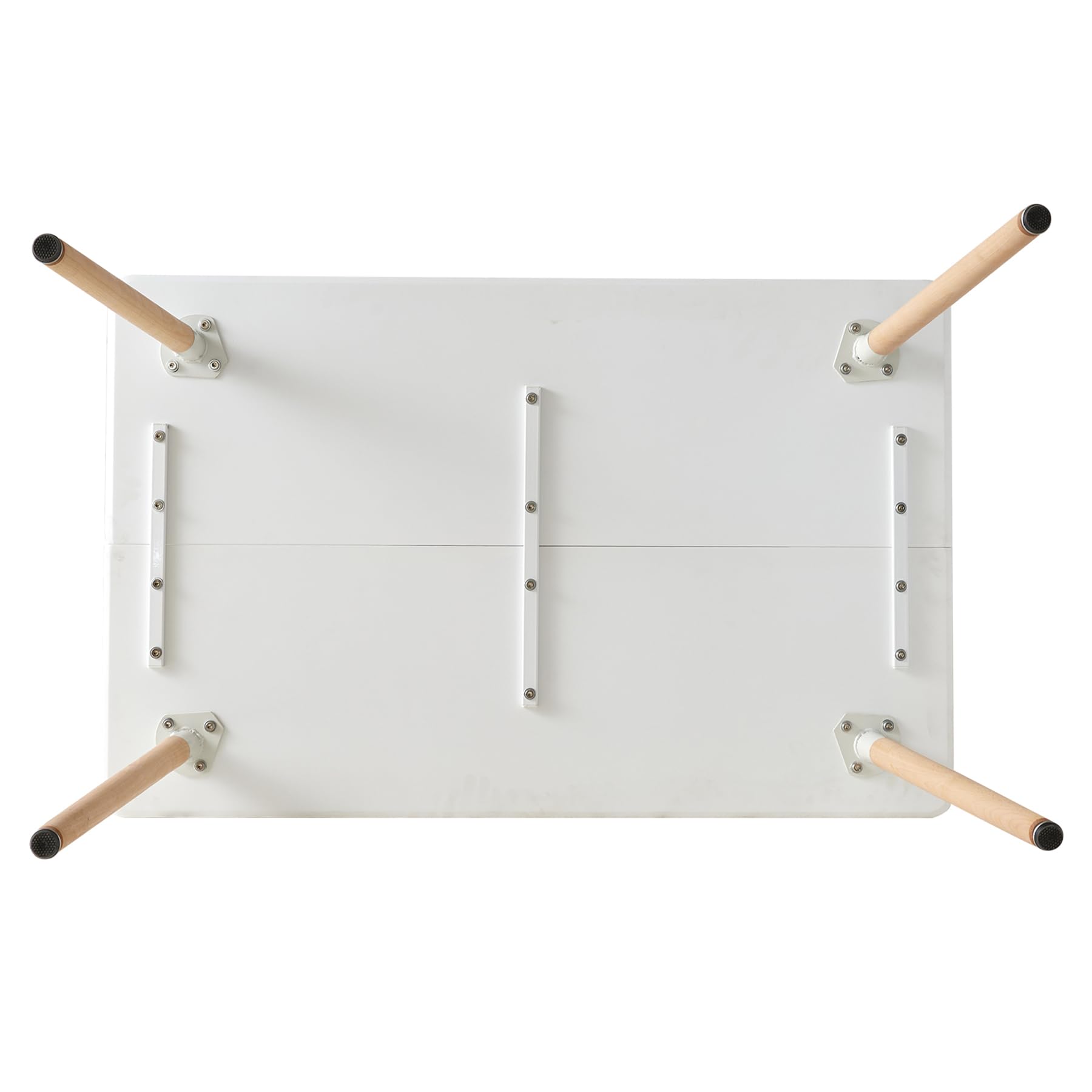 GrandCA HOME Set di Tavolo e Sedie da Pranzo Nordico, Tavolo da Pranzo Rettangolare Moderno, 4 Sedie da Cucina Imbottite in Colori Misti, per Sala da Pranzo, Soggiorno, Cucina (Bianco + WBGR)