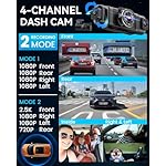 IIWEY N5 4 Channel Dash Cam 360° View, 1080P Front and Rear Inside, Left Right Dash Camera for Cars, 8 IR Lamps Night Vision, 5G WiFi & APP Control, G-Sensor, Parking Mode, with a Free 128GB SD Card - Image 3