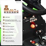 GYMAX Kids Electric Tractor with Detachable Trailer, LED Lights, Music, Horn, USB & Bluetooth, 12V Battery Powered Ride on Car for 3 Years Old + Boys Girls (Green) - Image 3