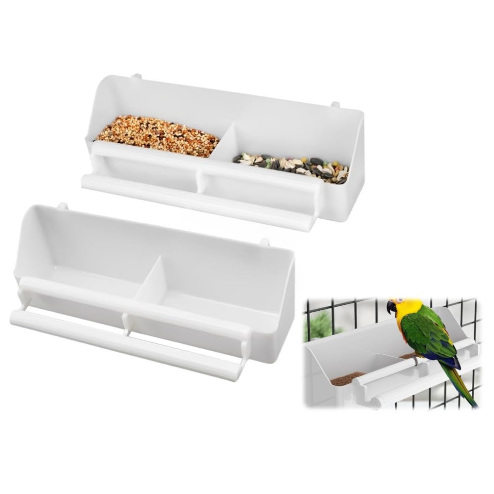 GYWHOOFT Pack of 2 Bird Feeding Bowls Water Bowl Hanging Plastic Bird Cage Bowl Bird Feeder for Parrots Wild Birds Bird Cage Accessories