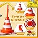 Sawysine 24 Pack Construction Cone Cups with Straws Bulk, Traffic Cones Party Favor 10 oz Plastic Reusable Kids Race Cups Set for Construction Traffic Theme Racing Car Birthday Party Supplies