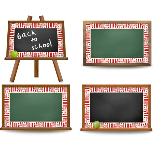 Image of Whaline 32.8ft Popcorn Bulletin Board Borders Red White Stripe Popcorn Die-Cut Border Trim for School Classroom Office Chalkboard Decoration