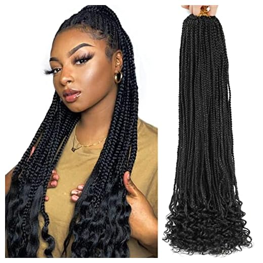 10 Packs Box Braids With Curls Pre Looped Small Box Braids With Curly Ends 32 Inch Long Box Braids Crochet Hair for Black Women Knotless Pre Looped Synthetic Crochet Braids Hair Extensions With Curls at The End Natural Black