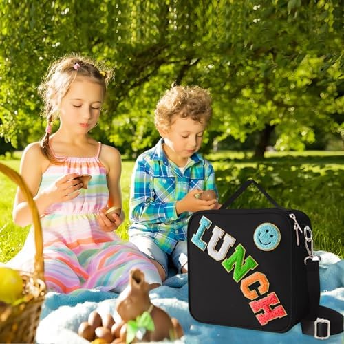 Preppy Smiley Face Insulated Lunch Bag - Large Capacity, Reusable & Stylish!