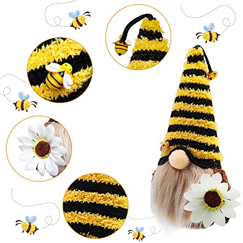2Pcs Bumble Bee Gnome Plush,Scandinavian Tomte Nisse Swedish Elf World Bee Day Decor For Spring Summer Honey Bee Home Farmhouse Kitchen Decorations (A) #TOP2