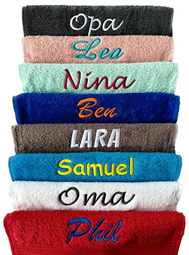 Schnoschi Handtuch mit Namen oder Wunschtext Bestickt, personalisiertes...