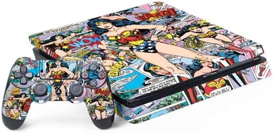 Skinit Decal Gaming Skin Compatible with PS4 Slim Bundle - Officially Licensed DC Comics Wonder Woman Vintage Pose Pattern Design