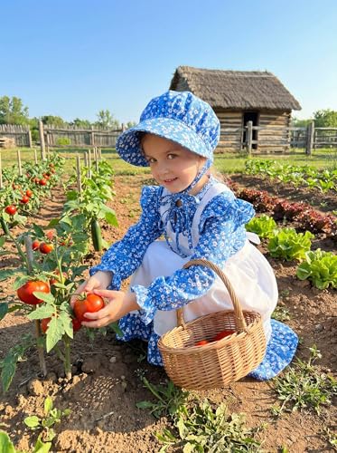 Vestido colonial para niña estilo pionera azul miniatura 2