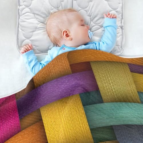 Kigai Colorful Woven Baby Blanket for Boys Girls Swaddle Blankets Soft Cozy Receiving Blanket Nursery Crib Blankets for Toddler Newborn, 30 x 40 Inch4