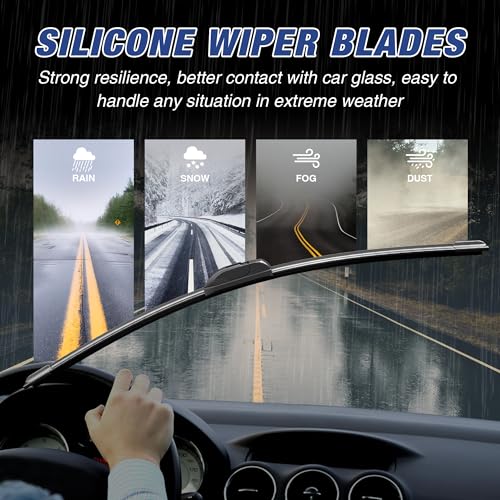 Image of 26 inch+18 inch Silicone Windshield Wipers Replacement For Toyota Camry 2017-2012 Highlander 2023-2020 / Honda Civic HRV 2021-2016 Accord 2007-2003 / JEEP Cherokee 2023-2014 / Murano OEM Quality