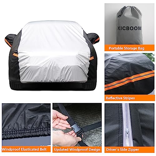 Image of Car Cover Waterproof All Weather 6 Layers, Outdoor Car Covers for Automobiles with Zipper Door, Hail UV Snow Wind Protection, Car Cover Fit Sedan-Length (180 inch to 190 inch)