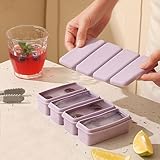 Silicone Ice Cube Tray with Lid for Freezer, Premium Stackable Large Ice Cube Molds for Whiskey, Cocktails,Easy Release(Purple)