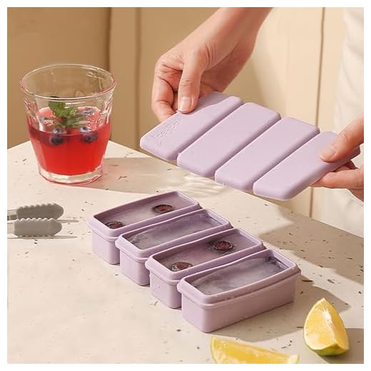 Silicone Ice Cube Tray with Lid for Freezer, Premium Stackable Large Ice Cube Molds for Whiskey, Cocktails,Easy Release(Purple)