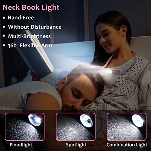 LED Book Lights for Reading in Bed, Hands Free Eyes Care Book Light, Rechargeble USB Book Reading Light with 4 Adjustable Brightness