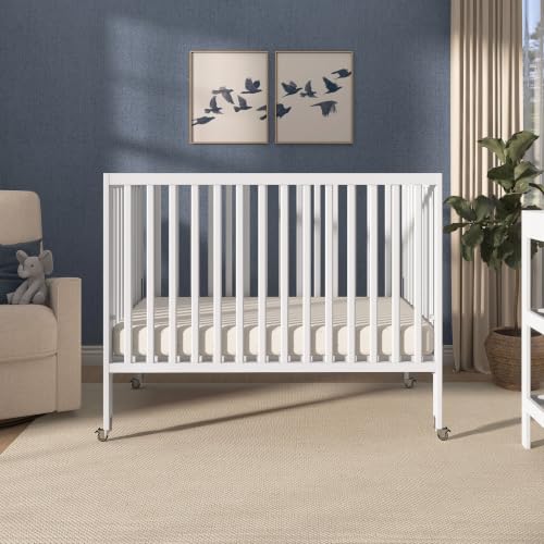 Dream On Me Synergy Flex Foldable Full-Size Baby Crib with Wheels, White - image 9