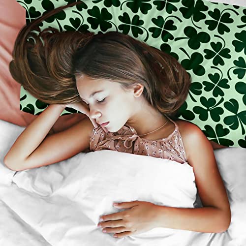 Housse de couette trèfles : parure de lit simple 3 pièces avec taies - 4