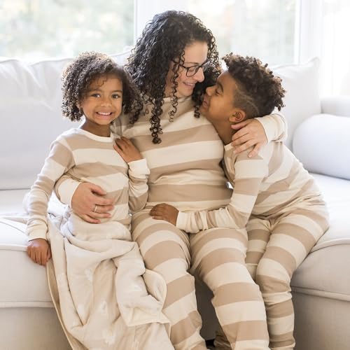 Mommy & Me Rugby Stripe Organic Cotton Pajamas - Oat3