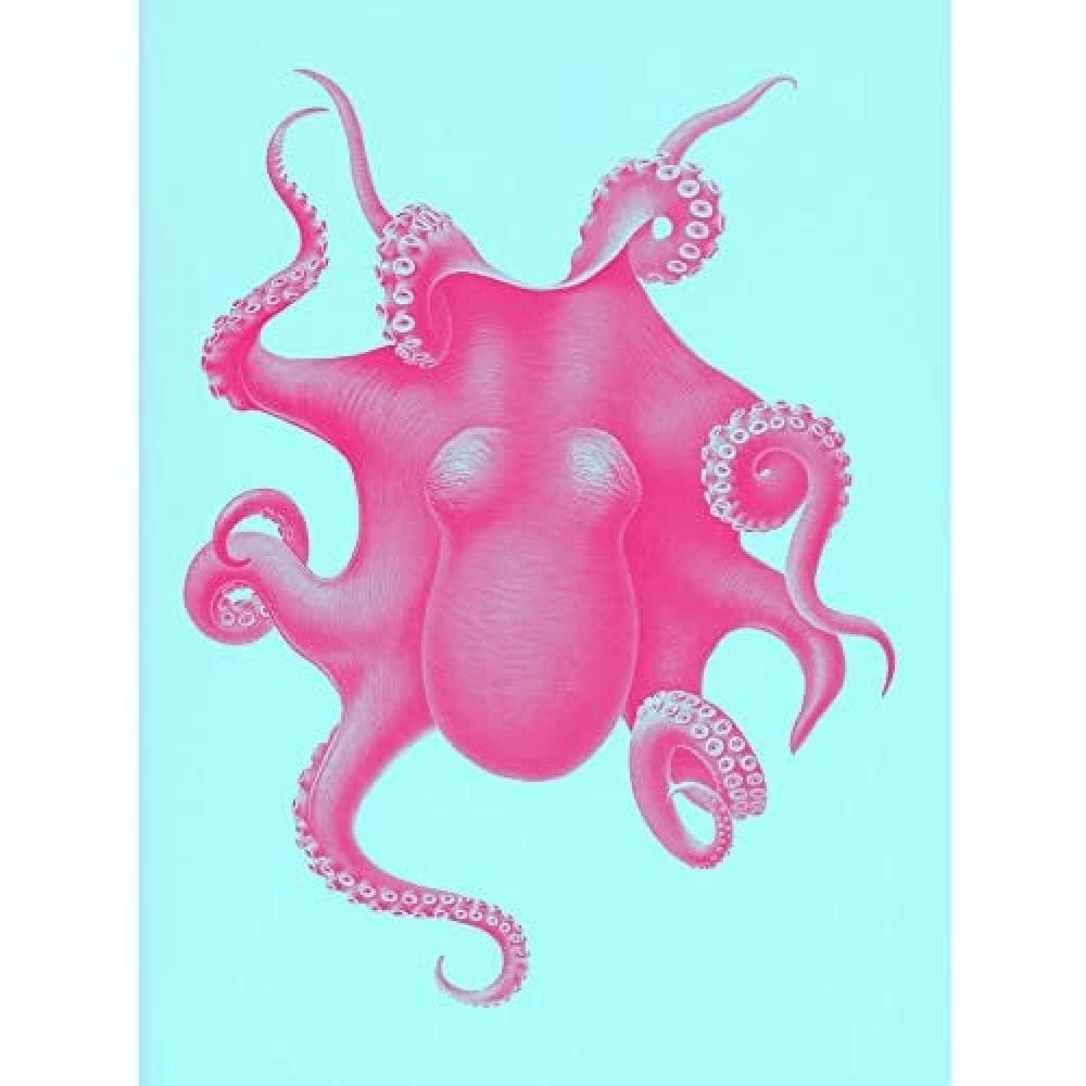 Wee Blue Coo Pink Octopus Vintage Illustration Unframed Art Print Poster Wall Decor 12x16 inch