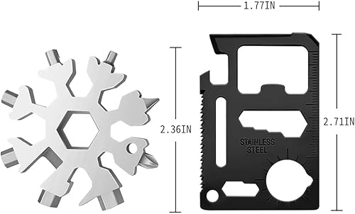 Miniatura 4 de Regalos navideños para hombres y padres, multiherramienta 18 en 1 de copo de nieve plateado y tarjeta de crédito negra 20 en 1, regalos de Navidad