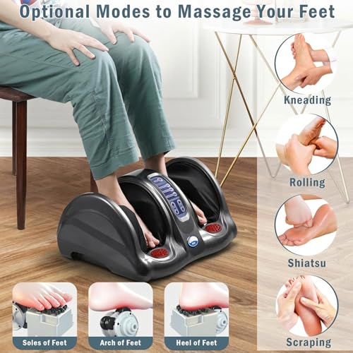 Image of ARG Healthcare Foot Massager Machine With Kneading, Rollers & Heating Function | 3 Intensity Level With Custom Settings | Corded Electric Foot, Leg Massager fot Pain Relief Also used as Calf, Arm, Thighs Message (Silver)