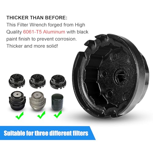 3mirrors Oil Filter Wrench Oil Filter Removal Tool Compatible with Toyota Lexus Scion RAV4 Camry Tundra Highlander Sienna Prius 2.5-5.7L Engine with 64mm Cartridge Style Oil Filter System - Thumbnail 2