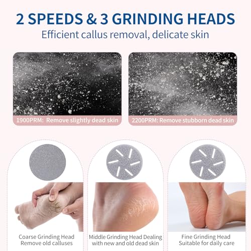 Electric Foot Callus Remover with Dander Vacuum, Rechargeable Waterproof 3 Roller & 2 Speeds Foot File,Professional Portable Pedicure Tool for Care of Dead Skin,Chapped,Callus,Cracks — view 2