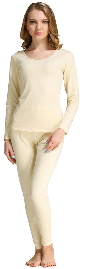 Women's Stretch Cotton Thermal Underwear Mid Weight Base Layer Set