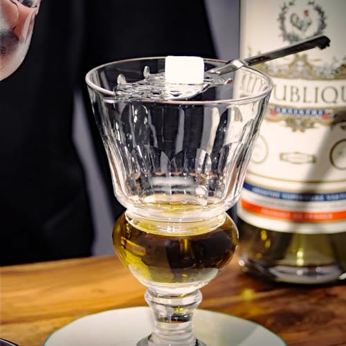 ALANDIA Absinth Zubehör Set Pontarlier Premium | 2x handgemachte Gläser mit Reservoir | 2x Löffel aus Edelstahl | 1x Zucker