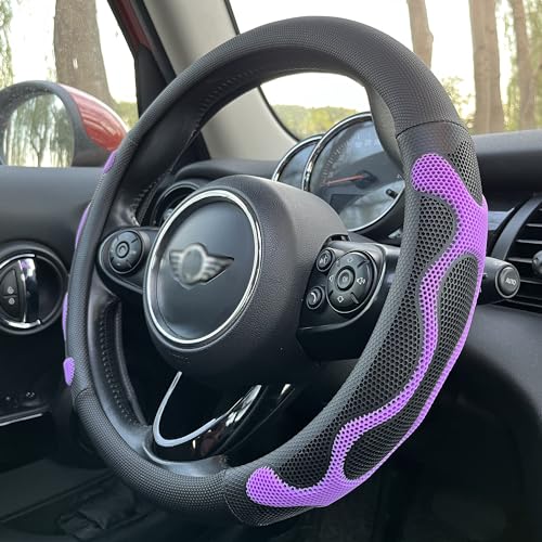 Image of PINCTROT Large Size Comfy Grip Steering Wheel Cover, Anti-Slip Design, 15.5-15.75 Inch(Silicone Purple)