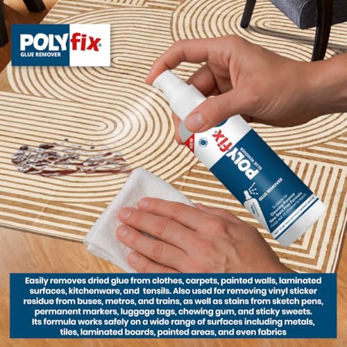 Image of PolyFix Glue Remover Spray | Used to Remove Gum Glue Stickers Adhesives for Car, Glass, Fridge Door, Any Metal Surface | Car Glass Sticker Remover Spray,Quick and Easy to Use, 100ml