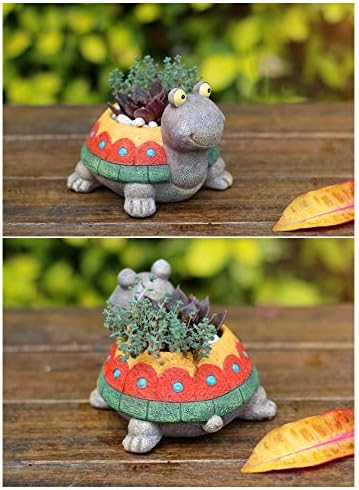 Youfui Turtle Planter for Small Plants, Bonsai, Cactus Planter, Mini Succulent Plant Pot Turtle Gift,Set of 2