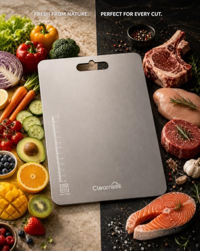 Image of Stainless Steel Chopping Board Large (1 Year Warranty) 35 x 25 cm | Steel Cutting Board for Kitchen | Vegetable Cutting Board | Heavy Duty Metal Chopper Board | Rust Proof & Easy to Clean