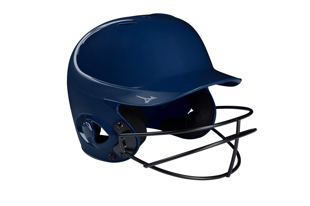 Mizuno MVP Series Solid Batting Helmet with Fastpitch Softball Mask, Small/Medium, Navy