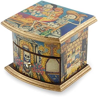 NOVICA Day of The Dead Decoupage Jewelry Box, Multicolor, Celebrating Day of The Dead'