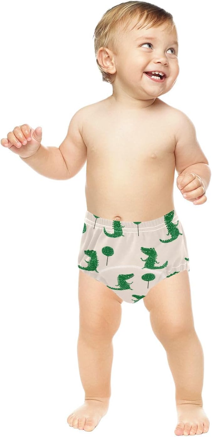 Baby Girls Potty Training Toilet Pants Reusable Alligator Lollipop Off White Green Training Underpants Boxers