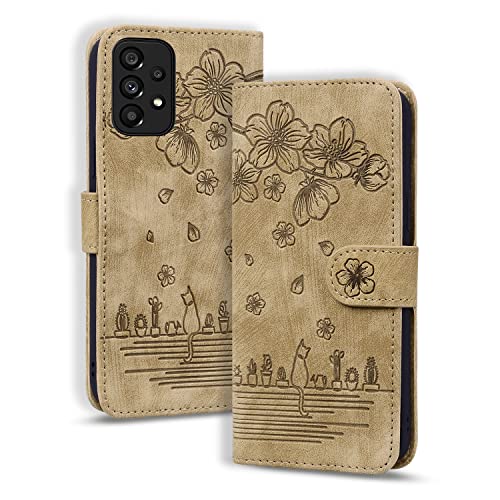Rosbtib Funda para Samsung Galaxy A23 4G/5G/M23/F23/M13, Flip Cover PU Cuero Magnética con Función de Soporte y Billetera - Gatito Marrón