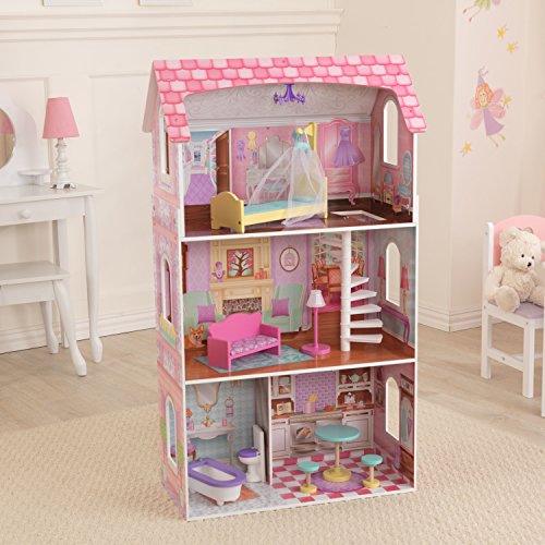 KidKraft 65179 Penelope Puppenhaus aus Holz mit Zubehör für 30 cm große Puppen mit 9 Accessoires und 3 Spielebenen – Bild 5