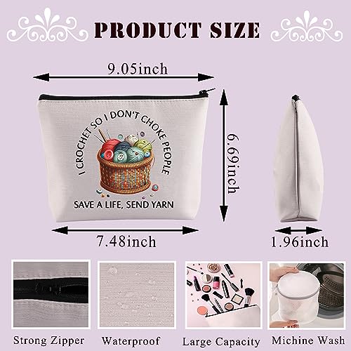 PLITI Crochet Gift for Crochet Lover Gift I Crochet So I Don't Choke People Save A Life Send Yarn Makeup Bag Knitting Gift (Crochet So Yarn PKU) - Image 2