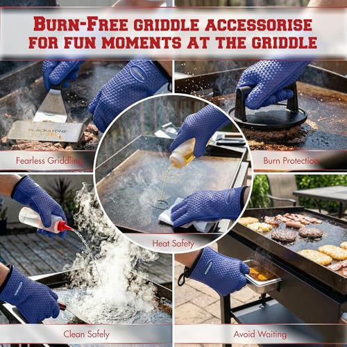 Image of KITCHEN PERFECTION Silicone Oven & Griddle Gloves -Extreme Heat Resistant BBQ & Grilling Gloves -Handle Hot Food Right on Your Griddle |Waterproof Oven Mitts Grill Gloves |Superior Set+3 Bonuses