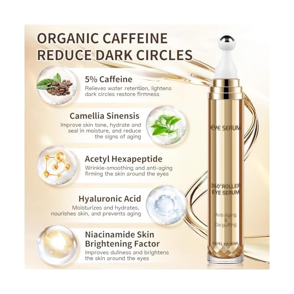 MUOCOBU Koffein Augenserum, 20ML Augencreme Gegen Augenringe und Schwellungen, Augenpflege, Anti-Aging-Augenserum – Bild 3