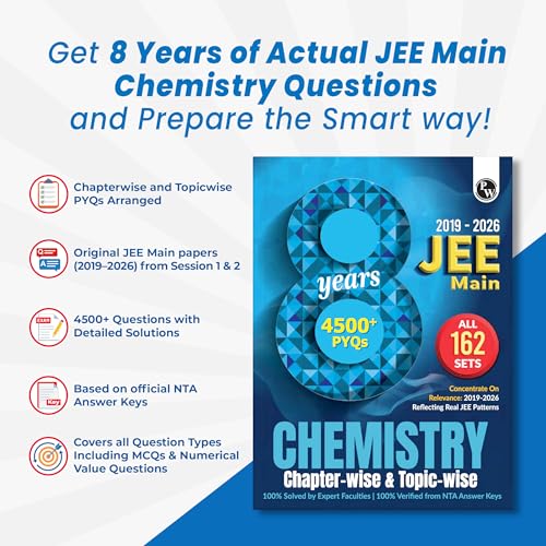 Image of PW JEE Main 8 Years (2019 - 2026) PYQs Chemistry Chapterwise and Topicwise | All 162 Sets Previous Years Solved Papers For JEE Main 2027 Exams | Concentrate on Relevance