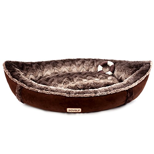 JOYELF Dog Bed with Washable Cover Pirate Ship Plush Soft Dog Bed for Small to Medium Dogs and Squeaker Toys as Gift