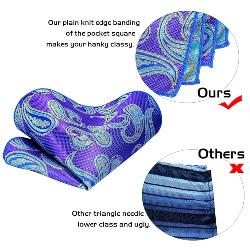 Image of 5PCS Tie and Pocket Square for Men, Silk Necktie and Handkerchief Cufflinks with Gold Ring and Lapel Pin Set