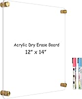 Vista 15 de Calendario de acrílico pequeño para pared, calendario de pared de acrílico transparente dorado de 12 x 14 pulgadas, tablero de borrado en húmedo