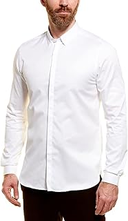 The Kooples - Camiseta de sarga de algodón para hombre con botón oculto