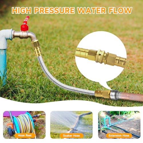 Garden-Hose-5-FT-304-Stainless-Steel-Metal-Water-Hose-Heavy-Duty-Flexible-Leader-Hose-Short-Water-Hose-Kink-Free-Hose-for-Rv-Outdoor-Yard-No-Bite-Leak-proof-and-Durable