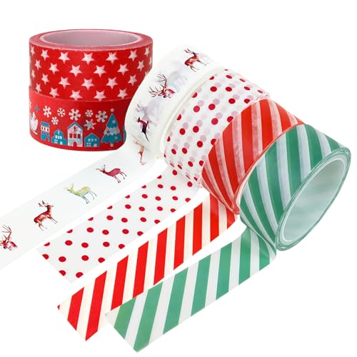 LEIHMMYAO Christmas Washi Tape Set Adhesive Masking Tape for Arts and DIY Crafts Journals Planners Scrapbooking Supplies Christmas Decorative Washi Tape