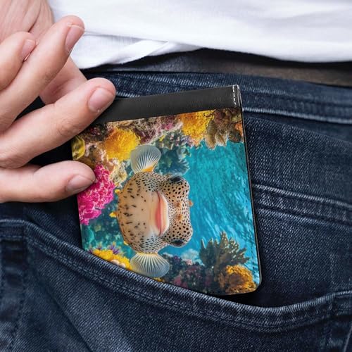 Puffer Fish Coral Fish Bifold Wallet PU Leather Front Pocket Slim Credit Card Holder Coin Purse for Women Men4